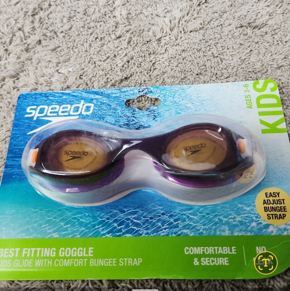 Speedo Kids Glide Print Swim Goggles Anti-Fog Ages 3-6 Purple